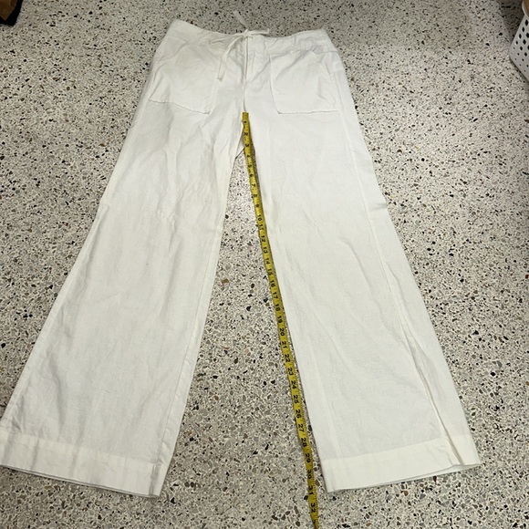 Kristin Davis white linen cotton blend wide legs pants 4 - Picture 1 of 5